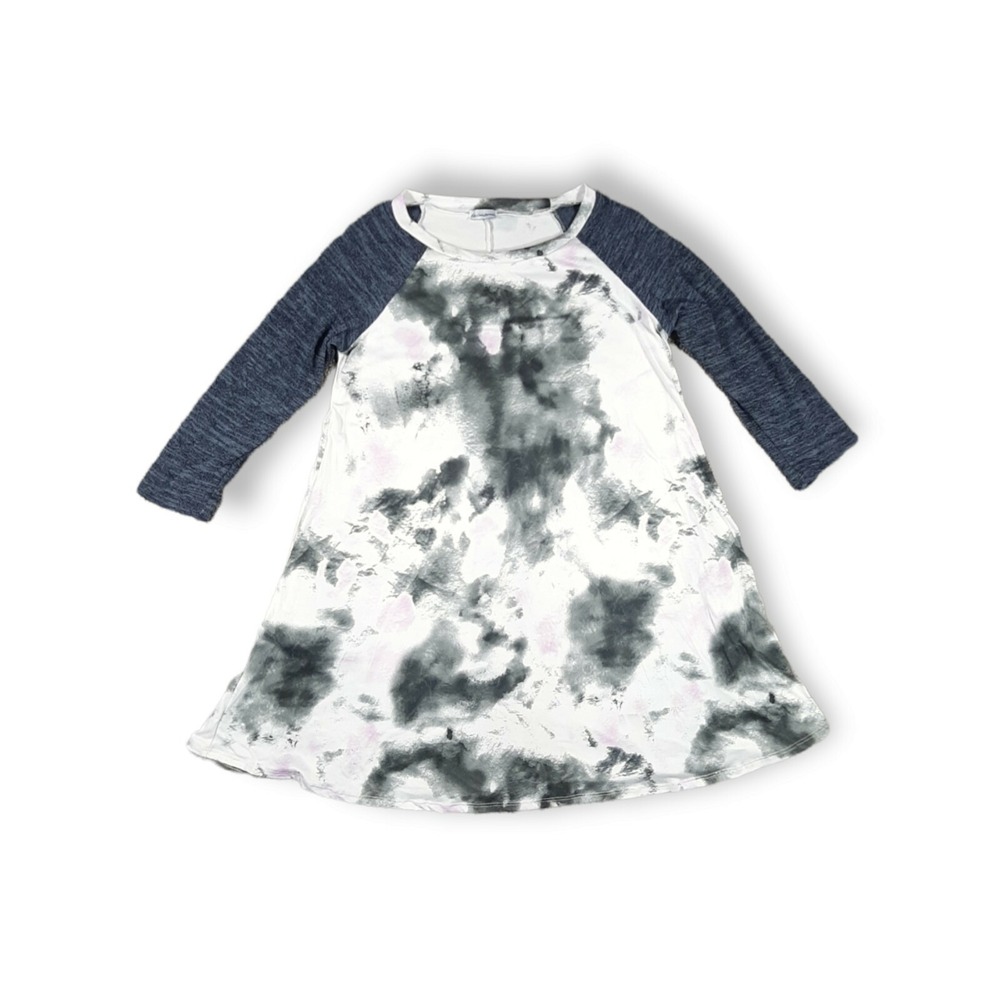 egs by eloges Navy & White Tie Dye Raglan A Line Dress Women's Size Small